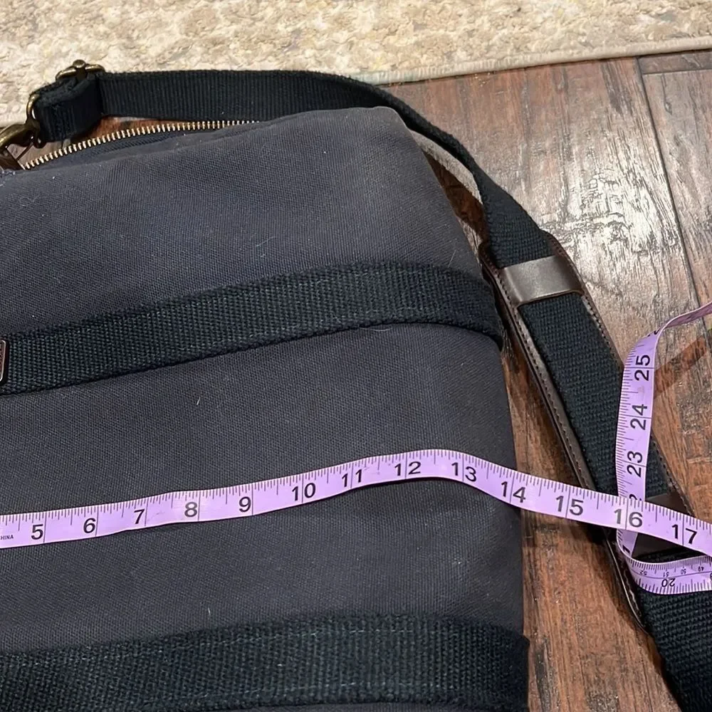 VTG Lands End Direct Merchant dark Canvas leather Messenger Bag Two Compartment‎